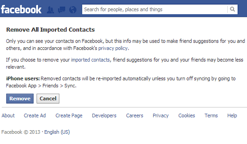 Como remover todos os contatos do Facebook?