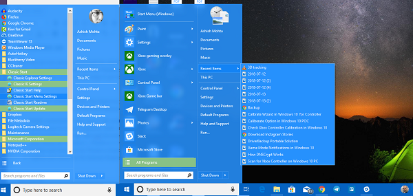 classic start menu for windows 10